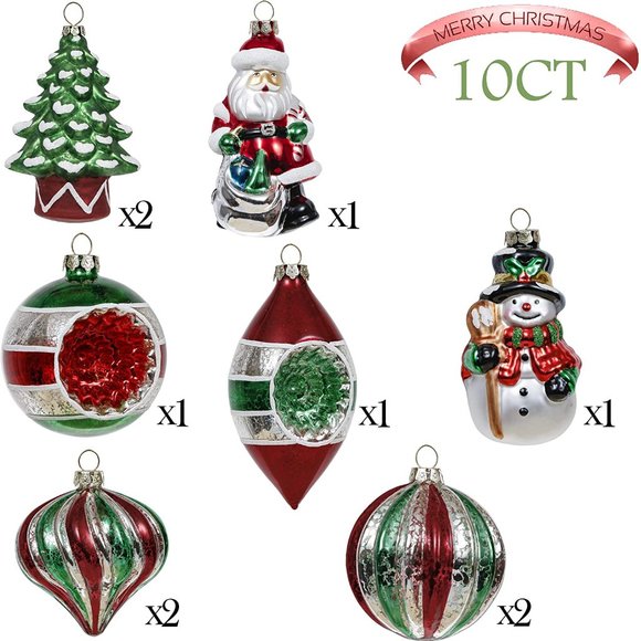 Valery Madelyn Set of 10 Glass Christmas Ornaments - Picture 7 of 7